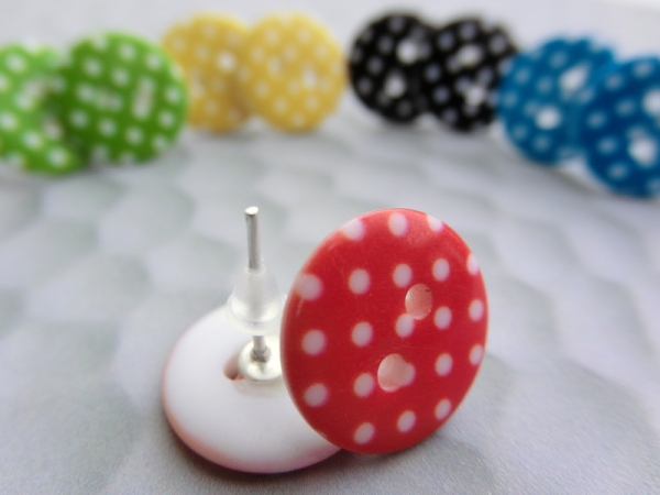 Punkt Knöpfe Ohrstecker Button 60s 60er